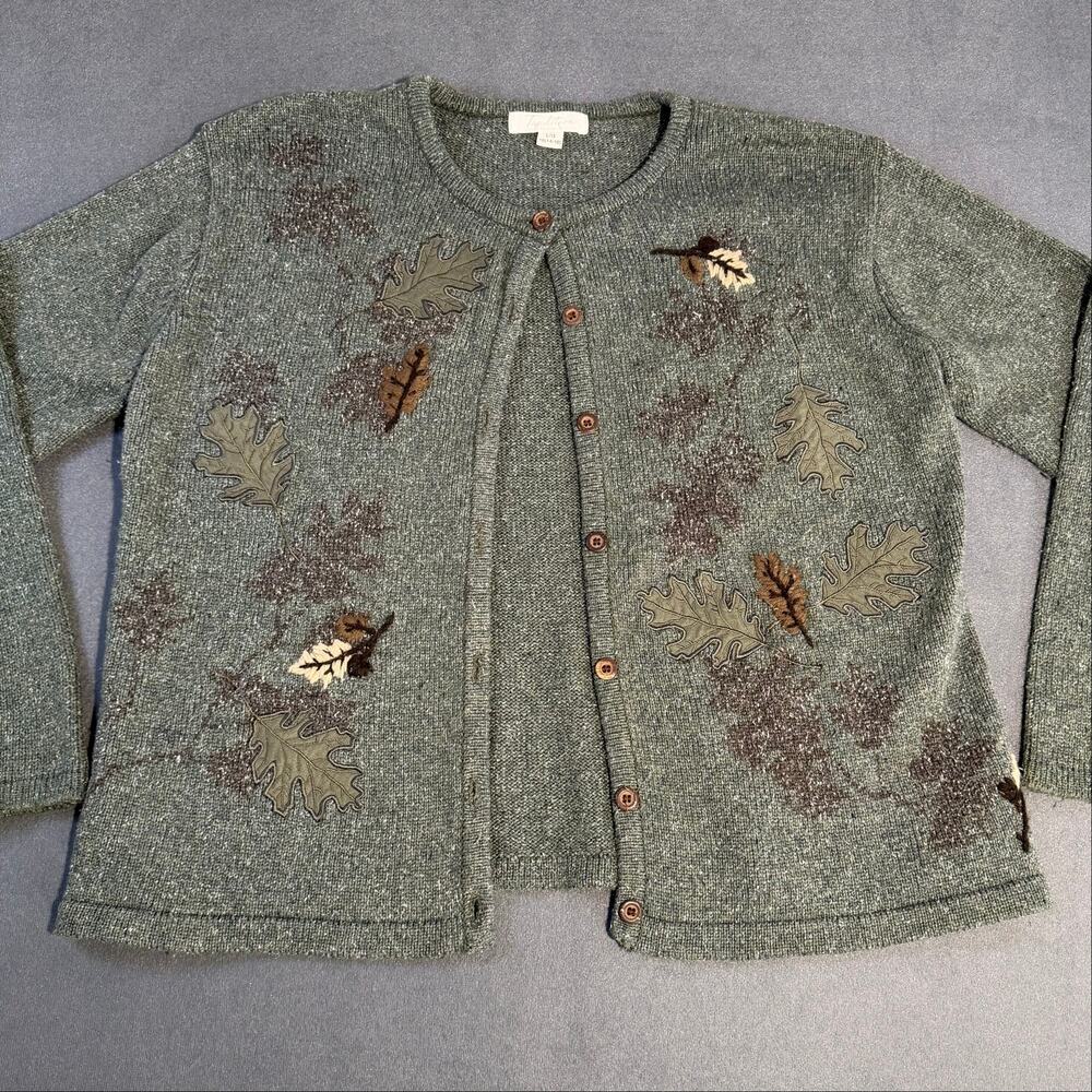 Vintage Tradition Country Collection Fall Embroidered Knit Cardigan Sweater L 16